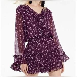 Misa Los Angeles Alina Dress Size Small Purple Autumn Floral Romantic Flirty